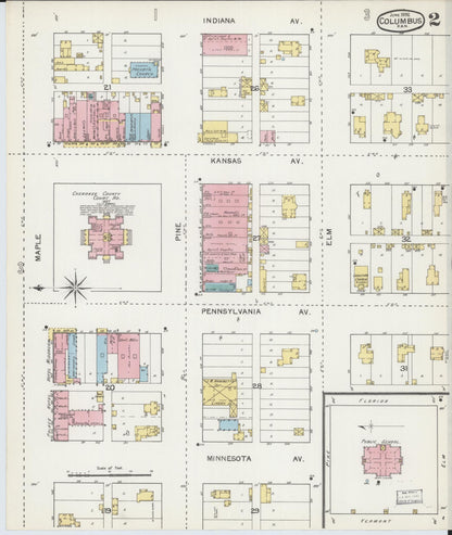 Sanborn Fire Insurance Map from Columbus, Cherokee County, Kansas (1892), Sheet #0002 - Complete Map Set gallery image, historic Sanborn map, vintage wall art, Kansas Kansas