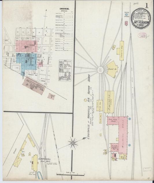 Sanborn Fire Insurance Map from Mount Vernon, Jefferson County, Illinois (1889), Sheet #0001 - Complete Map Set gallery image, historic Sanborn map, vintage wall art, Illinois Illinois