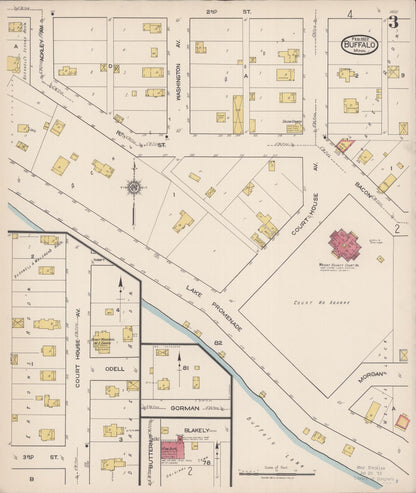 Sanborn Fire Insurance Map from Buffalo, Wright County, Minnesota (1922), Sheet #0003 - Complete Map Set gallery image, historic Sanborn map, vintage wall art, Minnesota Minnesota