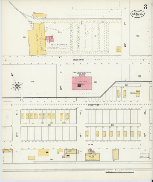 Sanborn Fire Insurance Map from Kenova, Wayne County, West Virginia (1904), Sheet #0003 - Historic Sanborn Fire Insurance Map Print, vintage old map wall art, antique decor, genealogy gift, West Virginia West Virginia map
