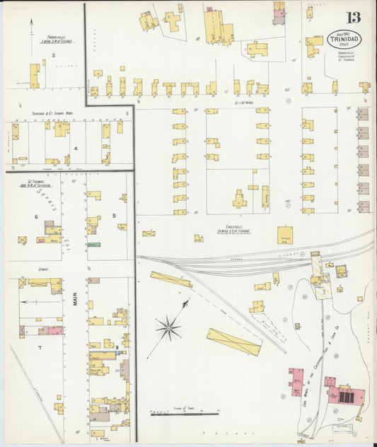 Sanborn Fire Insurance Map from Trinidad, Las Animas County, Colorado (1901), Sheet #0013 - Historic Sanborn Fire Insurance Map Print, vintage old map wall art, antique decor, genealogy gift, Colorado Colorado map