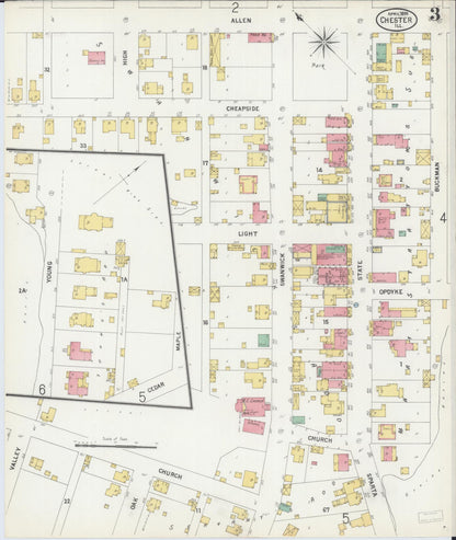 Sanborn Fire Insurance Map from Chester, Randolph County, Illinois (1899), Sheet #0003 - Complete Map Set gallery image, historic Sanborn map, vintage wall art, Illinois Illinois