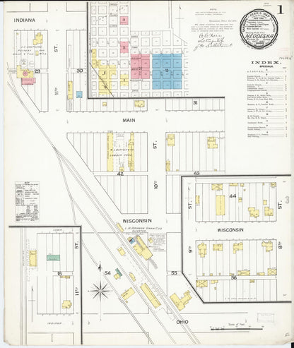 Sanborn Fire Insurance Map from Neodesha, Wilson County, Kansas (1892), Sheet #0001 - Complete Map Set gallery image, historic Sanborn map, vintage wall art, Kansas Kansas