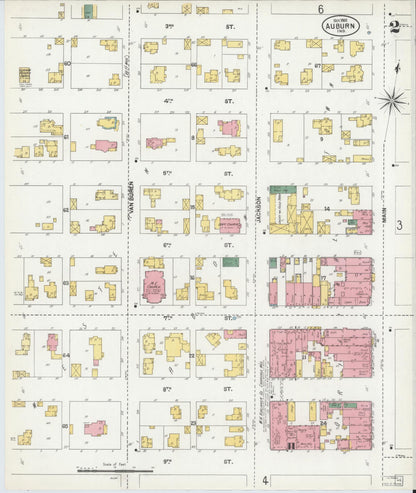 Sanborn Fire Insurance Map from Auburn, De Kalb County, Indiana (1901), Sheet #0002 - Historic Sanborn Fire Insurance Map Print, vintage old map wall art, antique decor, genealogy gift, Indiana Indiana map