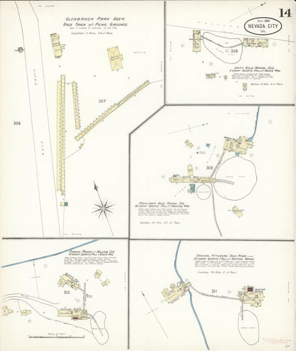Sanborn Fire Insurance Map from Nevada City, Nevada County, California (1898), Sheet #0014 - Complete Map Set gallery image, historic Sanborn map, vintage wall art, Nevada City Nevada