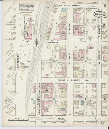 Sanborn Fire Insurance Map from Alliance, Stark County, Ohio (1884), Sheet #0002 - Historic Sanborn Fire Insurance Map Print, vintage old map wall art, antique decor, genealogy gift, Ohio Ohio map