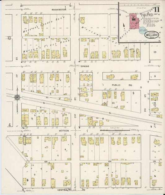 Sanborn Fire Insurance Map from Willard, Huron County, Ohio (1922), Sheet #0011 - Historic Sanborn Fire Insurance Map Print, vintage old map wall art, antique decor, genealogy gift, Ohio Ohio map