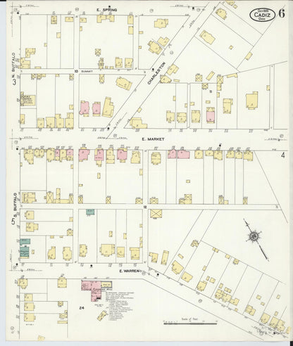 Sanborn Fire Insurance Map from Cadiz, Harrison County, Ohio (1909), Sheet #0006 - Historic Sanborn Fire Insurance Map Print, vintage old map wall art, antique decor, genealogy gift, Ohio Ohio map