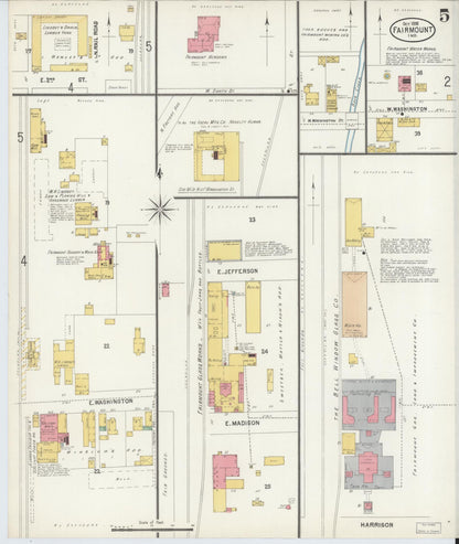 Sanborn Fire Insurance Map from Fairmount, Grant County, Indiana (1898), Sheet #0005 - Historic Sanborn Fire Insurance Map Print, vintage old map wall art, antique decor, genealogy gift, Indiana Indiana map