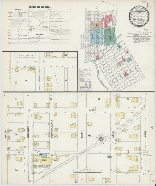 Sanborn Fire Insurance Map from Meyersdale, Somerset County, Pennsylvania (1897), Sheet #0001 - Complete Map Set gallery image, historic Sanborn map, vintage wall art, Pennsylvania Pennsylvania