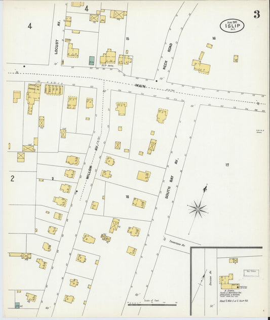 Sanborn Fire Insurance Map from Islip, Suffolk County, New York (1902), Sheet #0003 - Historic Sanborn Fire Insurance Map Print, vintage old map wall art, antique decor, genealogy gift, New York New York map