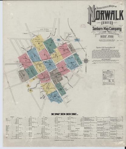 Sanborn Fire Insurance Map from Norwalk, Huron County, Ohio (1911), Sheet #0001 - Historic Sanborn Fire Insurance Map Print, vintage old map wall art, antique decor, genealogy gift, Ohio Ohio map