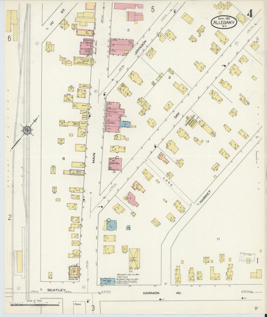 Sanborn Fire Insurance Map from Allegany, Cattaraugus County, New York (1913), Sheet #0004 - Historic Sanborn Fire Insurance Map Print, vintage old map wall art, antique decor, genealogy gift, New York New York map