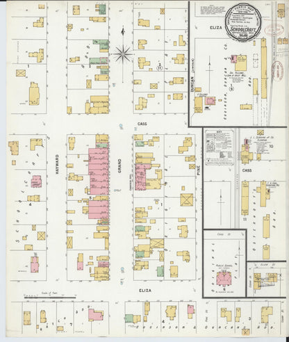 Sanborn Fire Insurance Map from Schoolcraft, Kalamazoo County, Michigan (1899), Sheet #0001 - Historic Sanborn Fire Insurance Map Print, vintage old map wall art, antique decor, genealogy gift, Michigan Michigan map