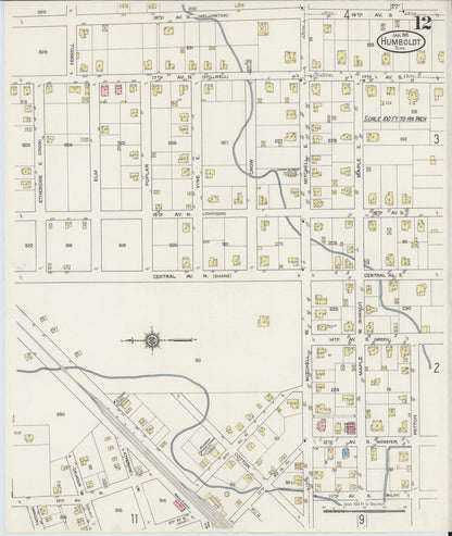 Sanborn Fire Insurance Map from Humboldt, Gibson County, Tennessee (1915), Sheet #0012 - Complete Map Set gallery image, historic Sanborn map, vintage wall art, Tennessee Tennessee