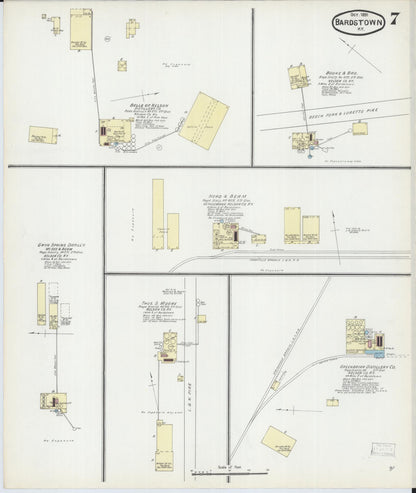 Sanborn Fire Insurance Map from Bardstown, Nelson County, Kentucky (1891), Sheet #0007 - Complete Map Set gallery image, historic Sanborn map, vintage wall art, Kentucky Kentucky