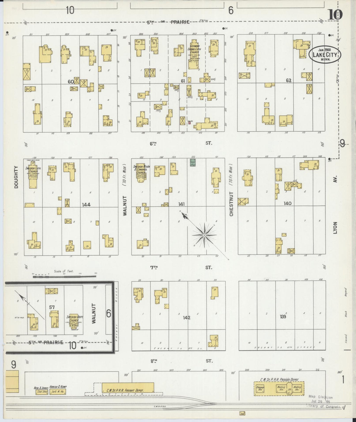 Sanborn Fire Insurance Map from Lake City, Wabasha County, Minnesota (1900), Sheet #0010 - Historic Sanborn Fire Insurance Map Print, vintage old map wall art, antique decor, genealogy gift, Minnesota Minnesota map