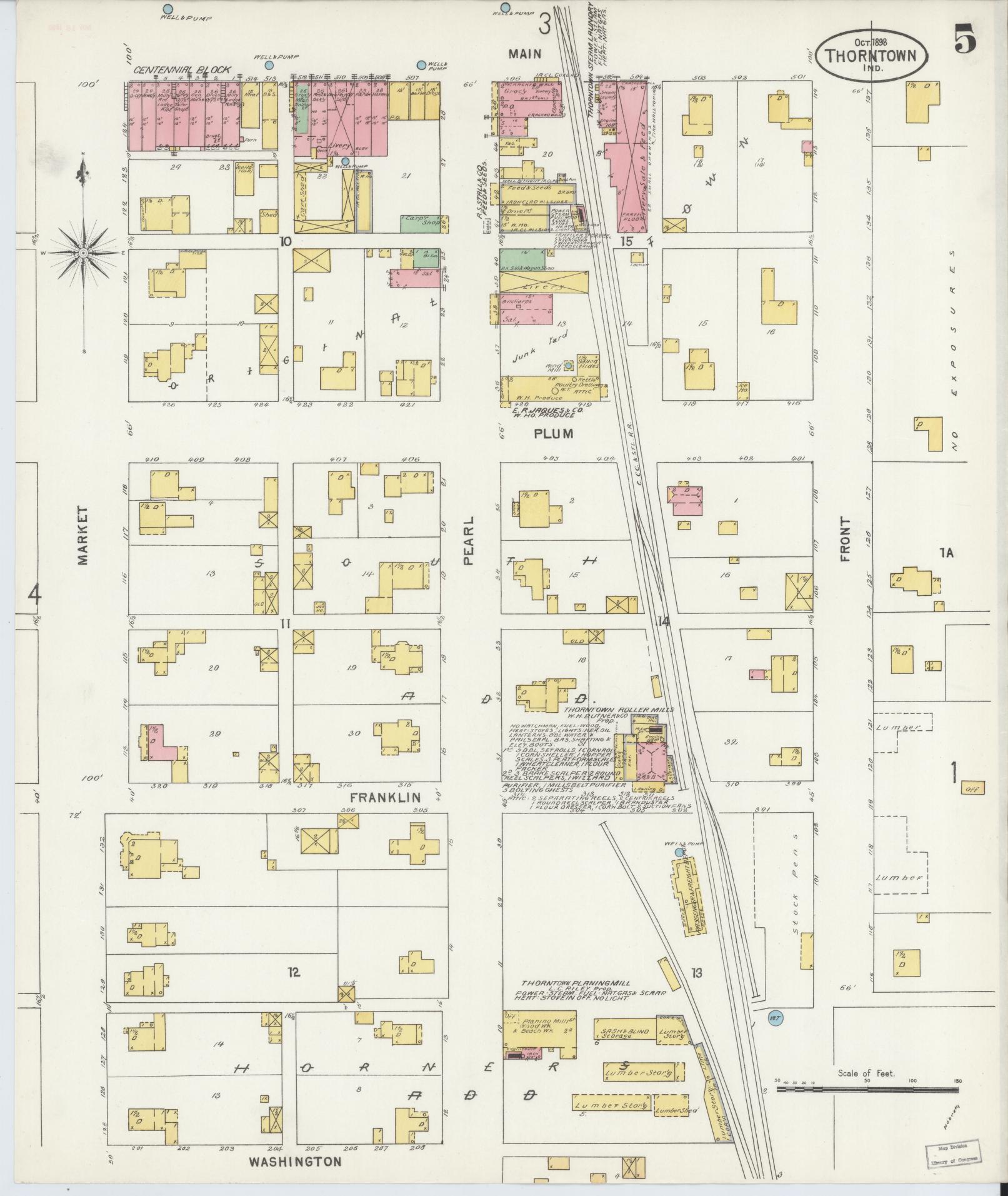 Sanborn Fire Insurance Map from Thorntown, Boone County, Indiana (1898), Sheet #0005 - Complete Map Set gallery image, historic Sanborn map, vintage wall art, Indiana Indiana