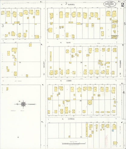 Sanborn Fire Insurance Map from Orange, Orange County, California (1922), Sheet #0002 - Complete Map Set gallery image, historic Sanborn map, vintage wall art, California California