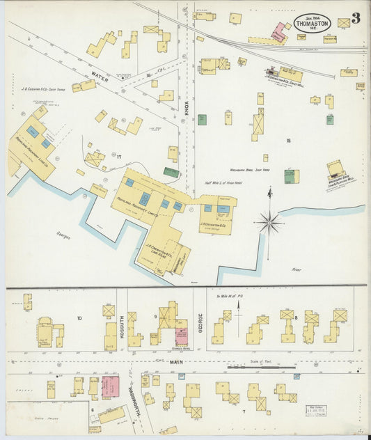 Sanborn Fire Insurance Map from Thomaston, Knox County, Maine (1904), Sheet #0003 - Historic Sanborn Fire Insurance Map Print, vintage old map wall art, antique decor, genealogy gift, Maine Maine map