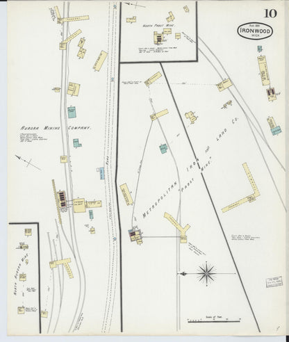 Sanborn Fire Insurance Map from Ironwood, Gogebic County, Michigan (1891), Sheet #0010 - Complete Map Set gallery image, historic Sanborn map, vintage wall art, Michigan Michigan