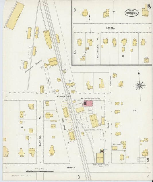 Sanborn Fire Insurance Map from Dundee, Yates County, New York (1898), Sheet #0005 - Historic Sanborn Fire Insurance Map Print, vintage old map wall art, antique decor, genealogy gift, New York New York map