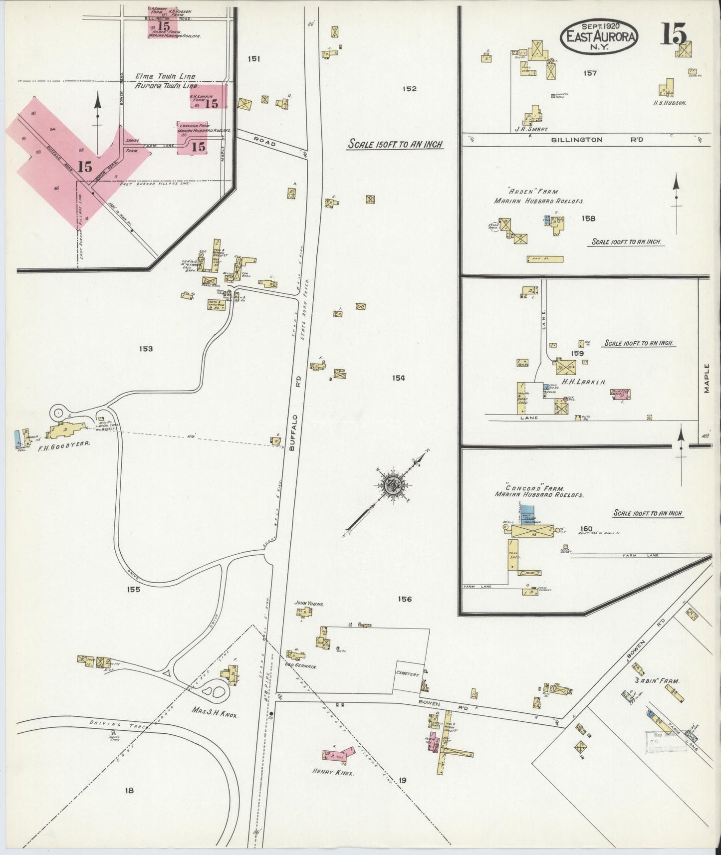 Sanborn Fire Insurance Map from East Aurora, Erie County, New York (1920), Sheet #0015 - Complete Map Set gallery image, historic Sanborn map, vintage wall art, New York New York