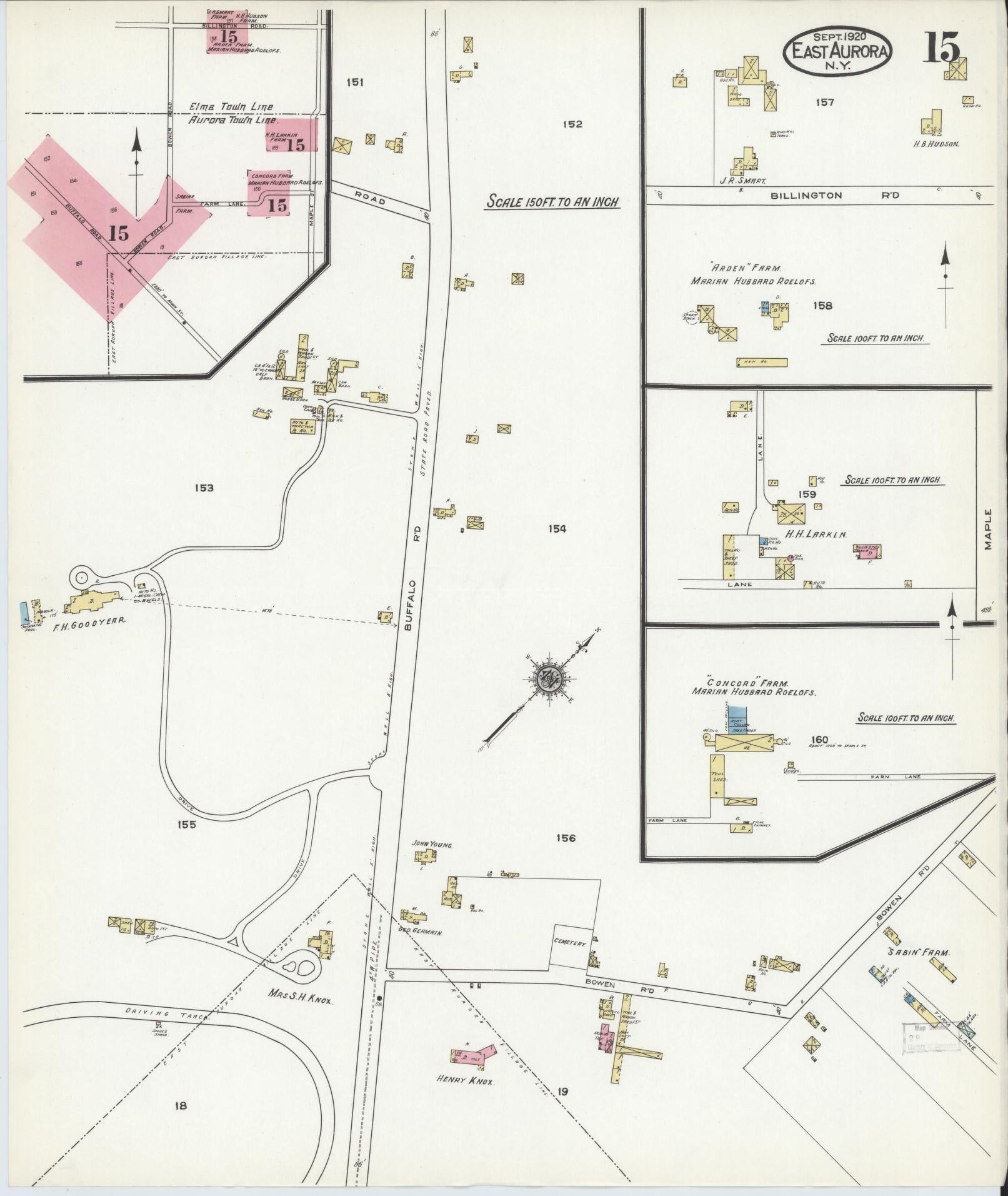 Sanborn Fire Insurance Map from East Aurora, Erie County, New York (1920), Sheet #0015 - Complete Map Set gallery image, historic Sanborn map, vintage wall art, New York New York