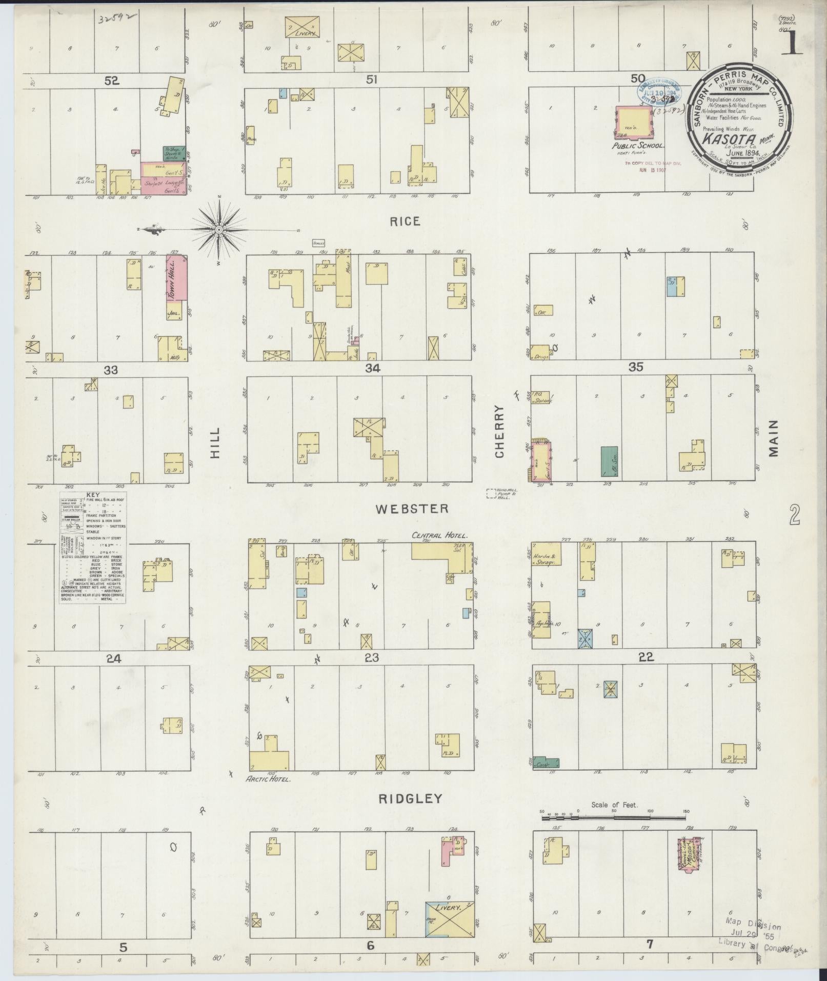 Sanborn Fire Insurance Map from Kasota, Le Sueur County, Minnesota (1894), Sheet #0001 - Complete Map Set gallery image, historic Sanborn map, vintage wall art, Minnesota Minnesota