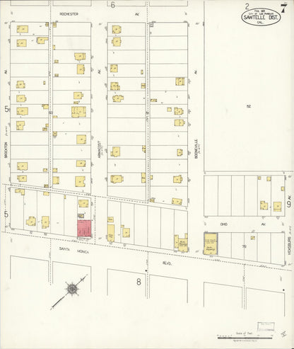 Sanborn Fire Insurance Map from Sawtelle, Los Angeles County, California (1921), Sheet #0007 - Complete Map Set gallery image, historic Sanborn map, vintage wall art, California California