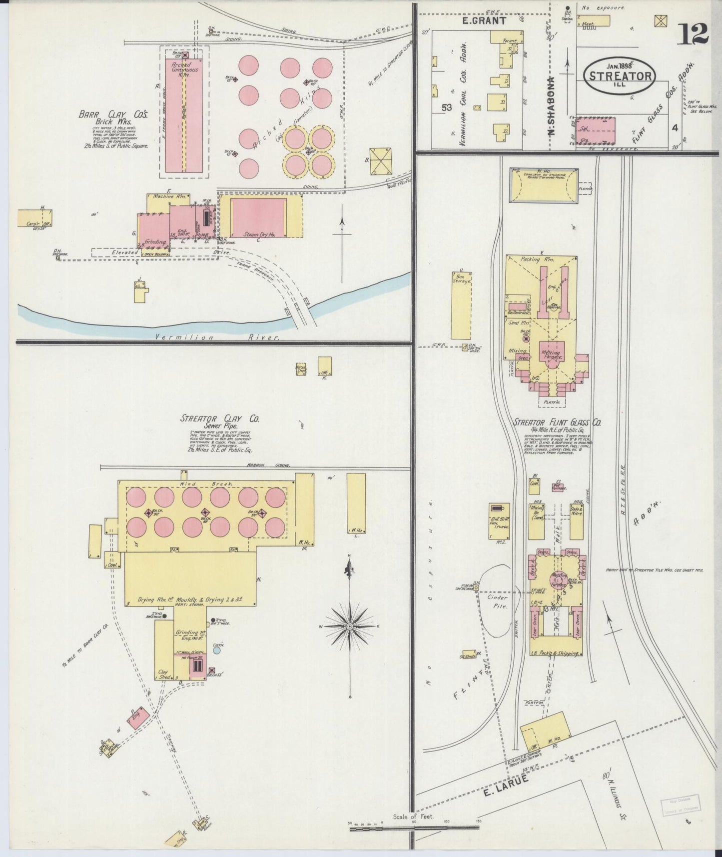 Sanborn Fire Insurance Map from Streator, La Salle County, Illinois (1898), Sheet #0012 - Complete Map Set gallery image, historic Sanborn map, vintage wall art, Illinois Illinois