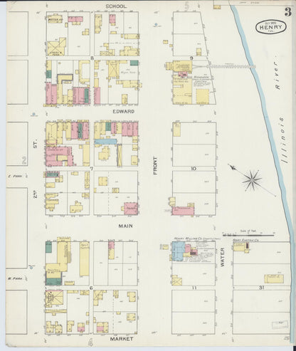 Sanborn Fire Insurance Map from Henry, Marshall County, Illinois (1893), Sheet #0003 - Complete Map Set gallery image, historic Sanborn map, vintage wall art, Illinois Illinois