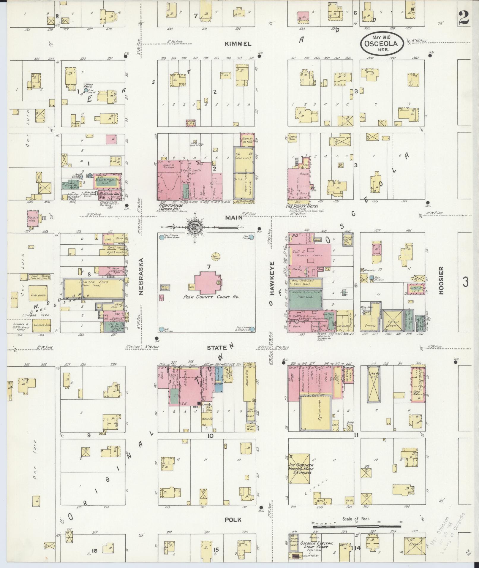 Sanborn Fire Insurance Map from Osceola, Polk County, Nebraska (1910), Sheet #0002 - Complete Map Set gallery image, historic Sanborn map, vintage wall art, Nebraska Nebraska