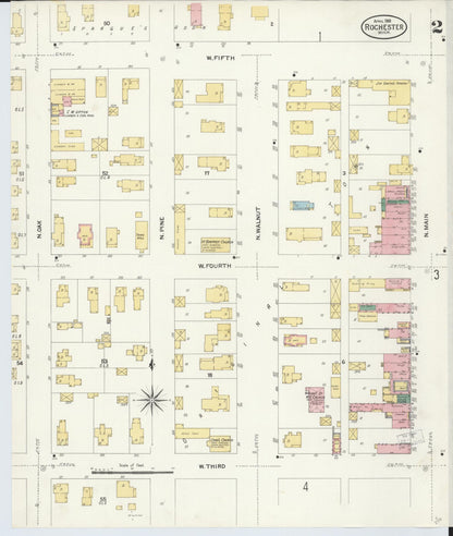 Sanborn Fire Insurance Map from Rochester, Oakland County, Michigan (1908), Sheet #0002 - Historic Sanborn Fire Insurance Map Print, vintage old map wall art, antique decor, genealogy gift, Michigan Michigan map