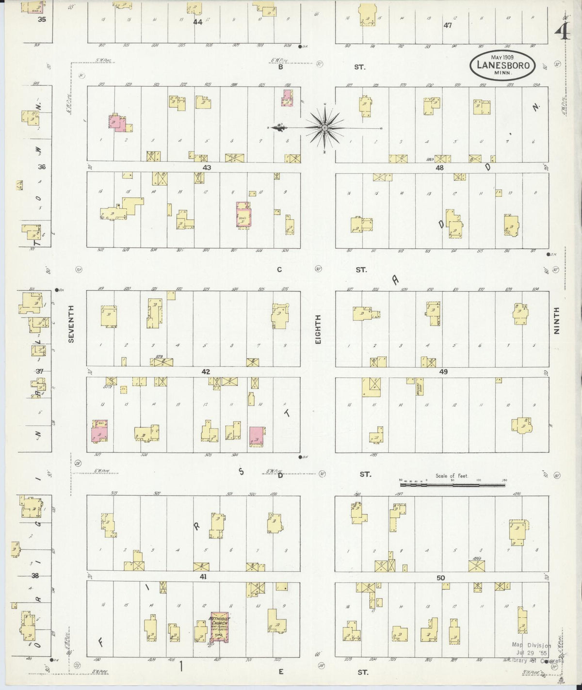 Sanborn Fire Insurance Map from Lanesboro, Fillmore County, Minnesota (1909), Sheet #0004 - Complete Map Set gallery image, historic Sanborn map, vintage wall art, Minnesota Minnesota