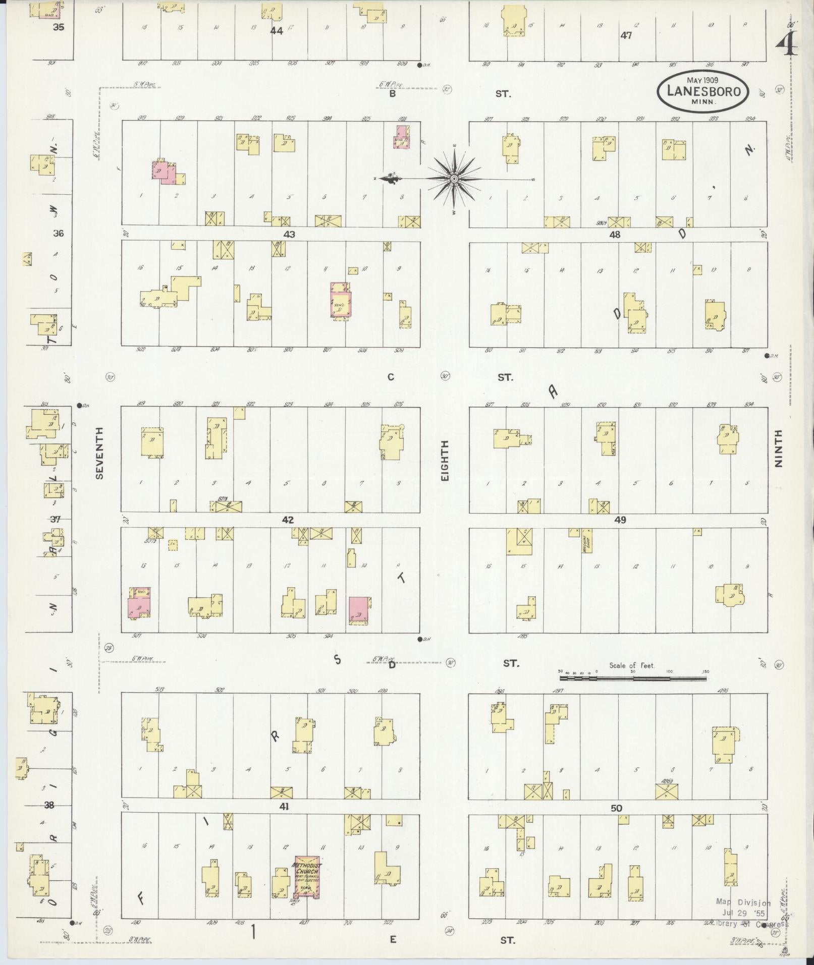 Sanborn Fire Insurance Map from Lanesboro, Fillmore County, Minnesota (1909), Sheet #0004 - Complete Map Set gallery image, historic Sanborn map, vintage wall art, Minnesota Minnesota