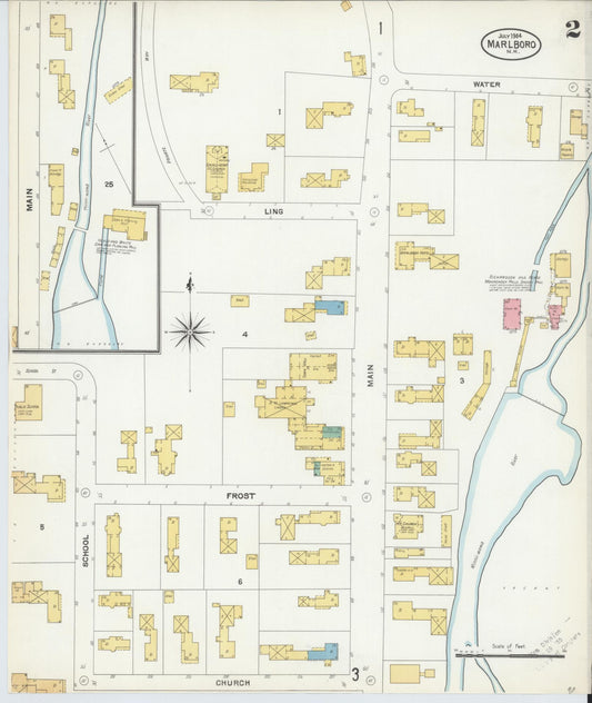 Sanborn Fire Insurance Map from Marlborough, Cheshire County, New Hampshire (1904), Sheet #0002 - Historic Sanborn Fire Insurance Map Print, vintage old map wall art, antique decor, genealogy gift, New Hampshire New Hampshire map