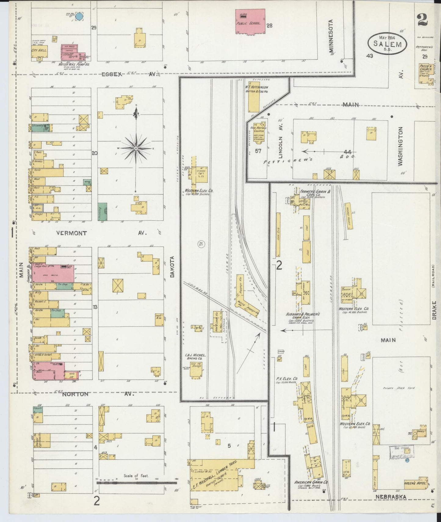 Sanborn Fire Insurance Map from Salem, McCook County, South Dakota (1904), Sheet #0002 - Historic Sanborn Fire Insurance Map Print, vintage old map wall art, antique decor, genealogy gift, South Dakota South Dakota map