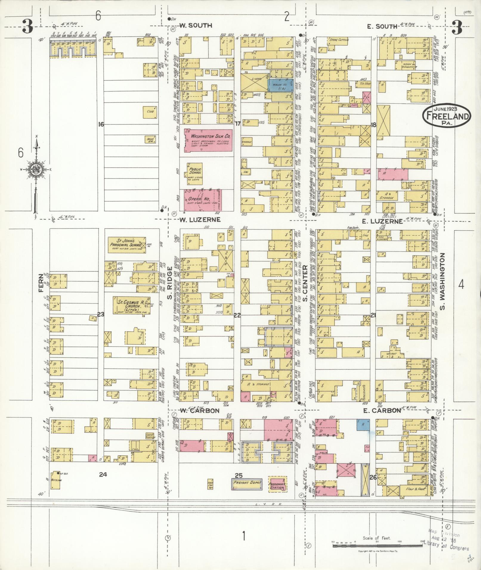 Sanborn Fire Insurance Map from Freeland, Luzerne County, Pennsylvania (1923), Sheet #0003 - Historic Sanborn Fire Insurance Map Print, vintage old map wall art, antique decor, genealogy gift, Pennsylvania Pennsylvania map