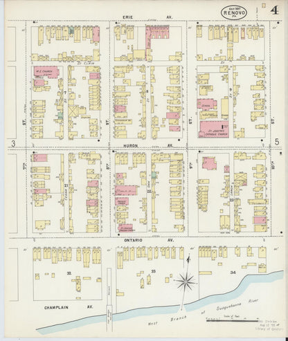 Sanborn Fire Insurance Map from Renovo, Clinton County, Pennsylvania (1897), Sheet #0004 - Historic Sanborn Fire Insurance Map Print, vintage old map wall art, antique decor, genealogy gift, Pennsylvania Pennsylvania map