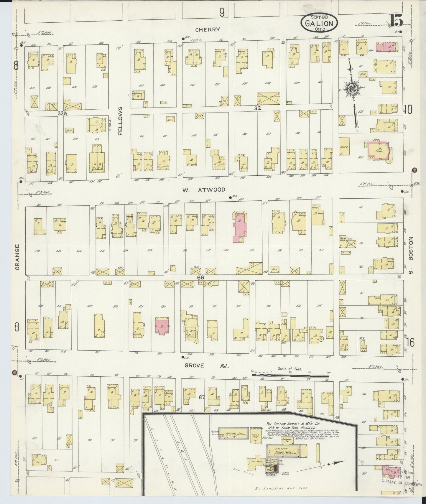 Sanborn Fire Insurance Map from Galion, Crawford County, Ohio (1913), Sheet #0015 - Historic Sanborn Fire Insurance Map Print, vintage old map wall art, antique decor, genealogy gift, Ohio Ohio map