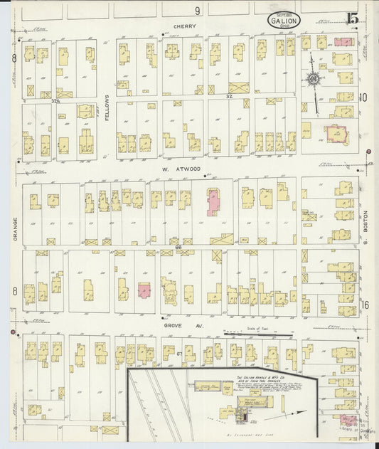 Sanborn Fire Insurance Map from Galion, Crawford County, Ohio (1913), Sheet #0015 - Historic Sanborn Fire Insurance Map Print, vintage old map wall art, antique decor, genealogy gift, Ohio Ohio map