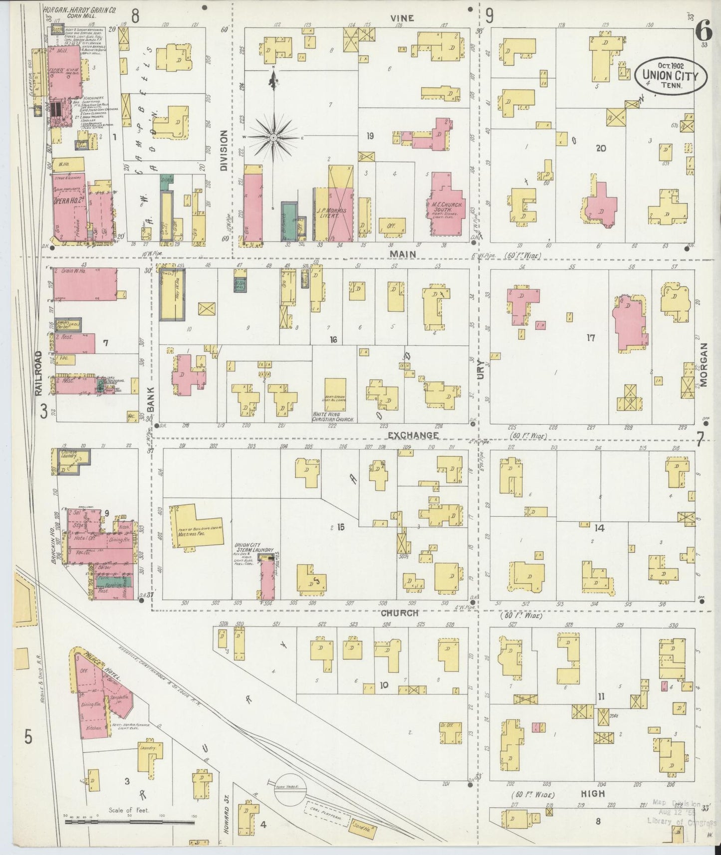 Sanborn Fire Insurance Map from Union City, Obion County, Tennessee (1902), Sheet #0006 - Complete Map Set gallery image, historic Sanborn map, vintage wall art, Tennessee Tennessee