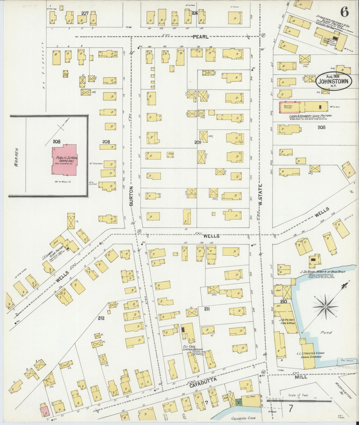 Sanborn Fire Insurance Map from Johnstown, Fulton County, New York (1902), Sheet #0006 - Complete Map Set gallery image, historic Sanborn map, vintage wall art, New York New York