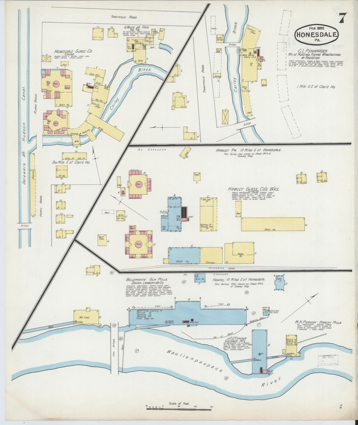 Sanborn Fire Insurance Map from Honesdale, Wayne County, Pennsylvania (1892), Sheet #0007 - Complete Map Set gallery image, historic Sanborn map, vintage wall art, Pennsylvania Pennsylvania