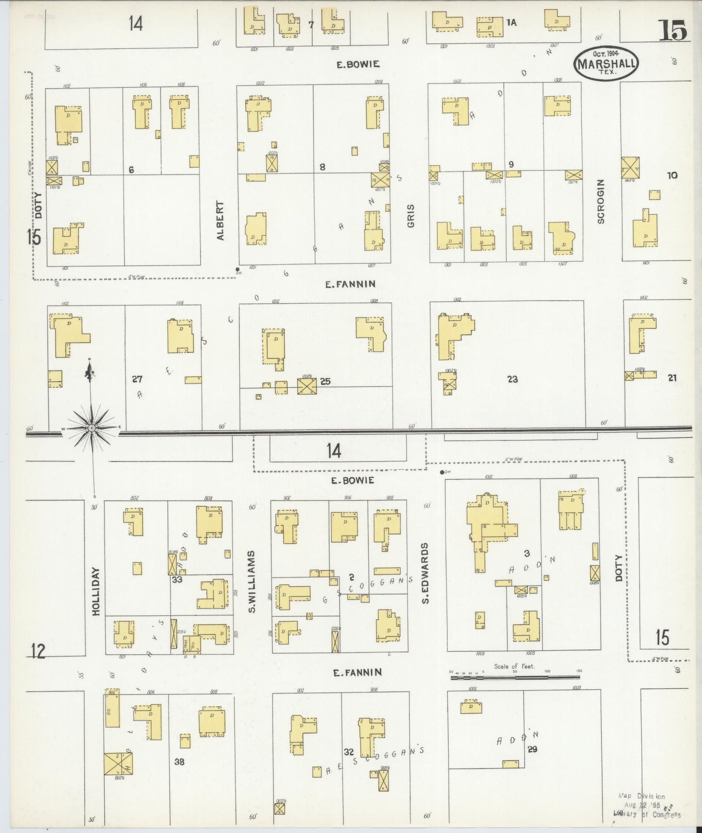 Sanborn Fire Insurance Map from Marshall, Harrison County, Texas (1904), Sheet #0015 - Historic Sanborn Fire Insurance Map Print, vintage old map wall art, antique decor, genealogy gift, Texas Texas map