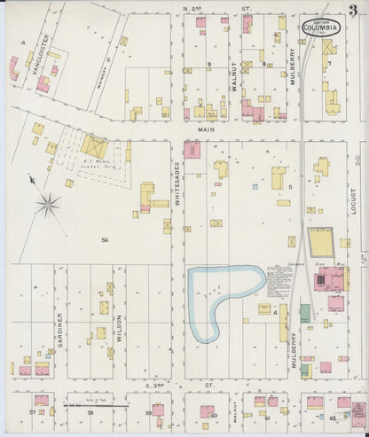 Sanborn Fire Insurance Map from Columbia, Monroe County, Illinois (1894), Sheet #0003 - Historic Sanborn Fire Insurance Map Print, vintage old map wall art, antique decor, genealogy gift, Illinois Illinois map