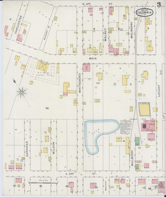 Sanborn Fire Insurance Map from Columbia, Monroe County, Illinois (1894), Sheet #0003 - Historic Sanborn Fire Insurance Map Print, vintage old map wall art, antique decor, genealogy gift, Illinois Illinois map
