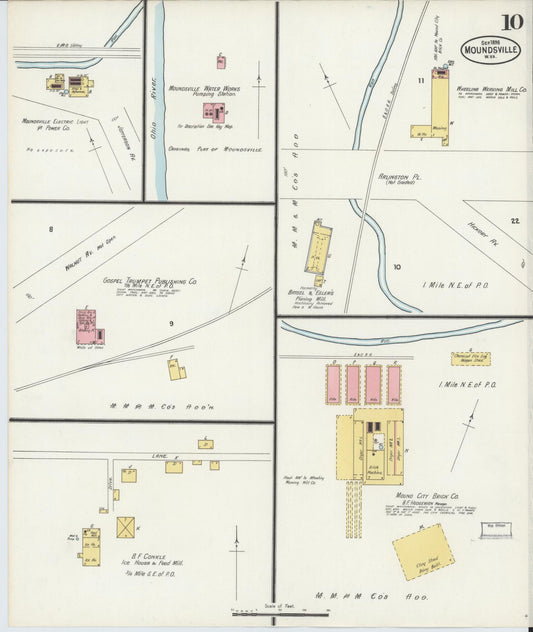 Sanborn Fire Insurance Map from Moundsville, Marshall County, West Virginia (1898), Sheet #0010 - Historic Sanborn Fire Insurance Map Print, vintage old map wall art, antique decor, genealogy gift, West Virginia West Virginia map