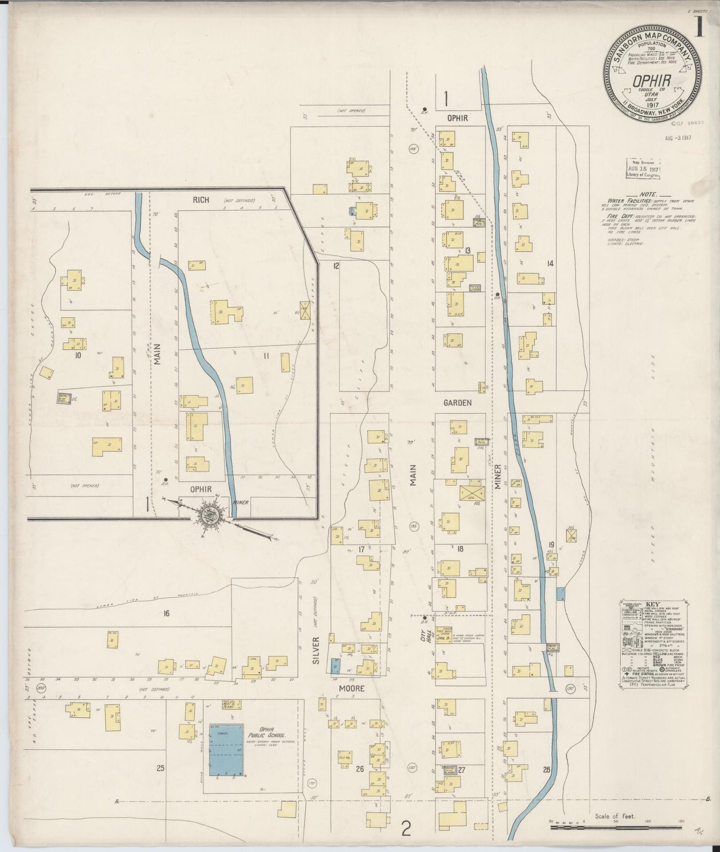 Sanborn Fire Insurance Map from Ophir, Tooele County, Utah (1917), Sheet #0001 - Complete Map Set gallery image, historic Sanborn map, vintage wall art, Utah Utah